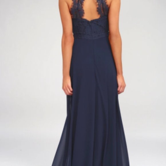 #21 - NWT Dance All Evening Navy Blue Lace Maxi Dress - Picture 3 of 3